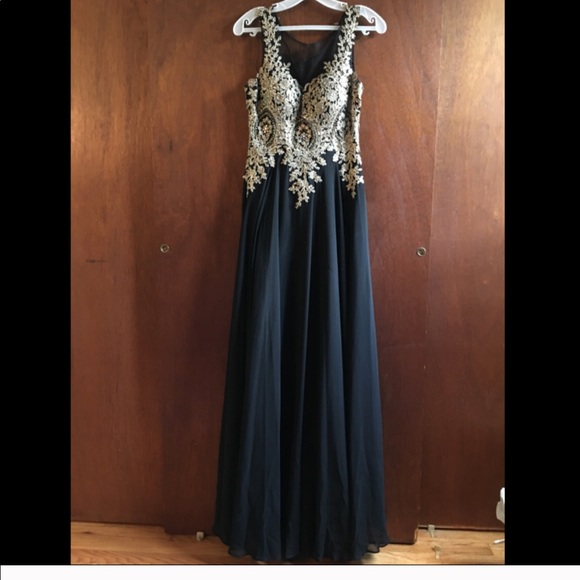 Jewel Embellished Sheer Back Chiffon Prom Dress - Picture 3 of 5